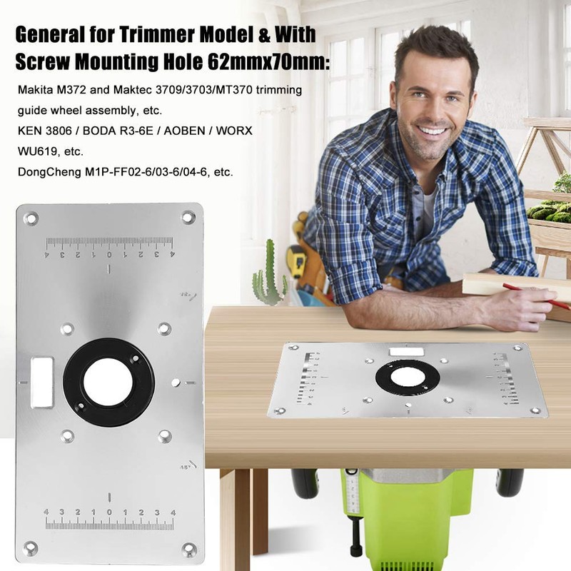 Aluminium Router Table Insert Plate with 4 Rings and Screws