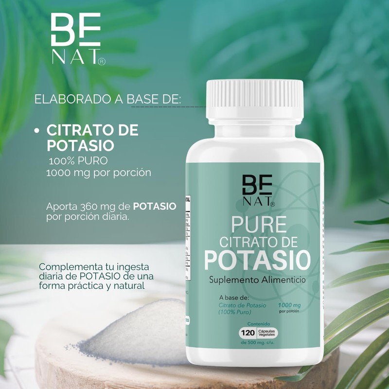 BE NAT | CITRATO DE POTASIO | 120 cápsulas Veganas