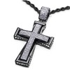COOLSTEELANDBEYOND Mens Womens Large Black Steel Cross Pendant Necklace with