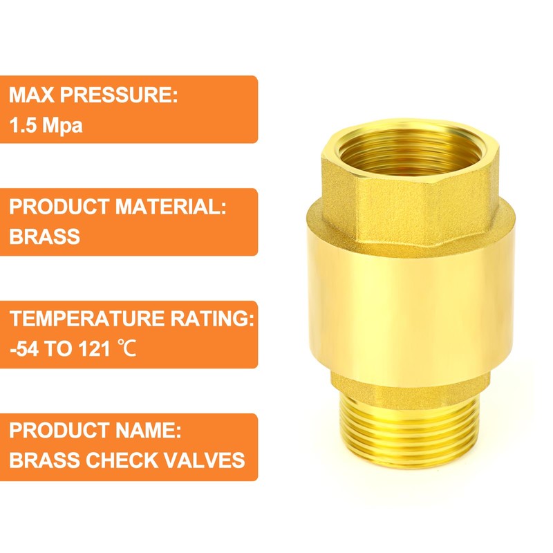 GASHER 1PCS Brass Check Valve DN20 1" Female and Male