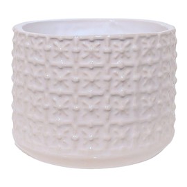 Nordring Ceramic Flower Pot Cross - colorful Planter, Pot for plants, sukkulents Size S (10 cm ø) Dia 4'', Stoneware, white