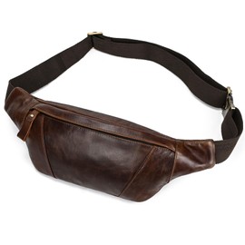 Belt Bag Leather Vintage Bum Bag for Men Women Waist Bag Modern Belt Bag for Jogging Festival Holiday Genuine Leather, 1034 Brown
