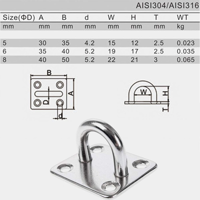 Heavy Duty Pad Eye Plate Staple Ring Hook Loop U-Shaped