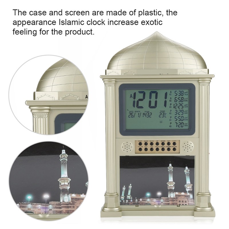 1Pcs Plastic Islamic Prayer Digital Calender Time Display Alarm Wall