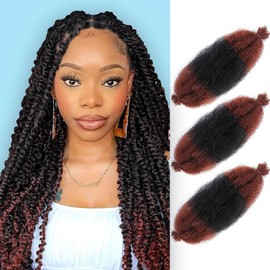 Afro Twist Hair Pre-Separated Springy Pre-Stretched Wrapping Hair for Soft Locs Spring Twist Marley Twist Braiding Hair Extensions (18 Inch, Pack of 3, 1B/350#)