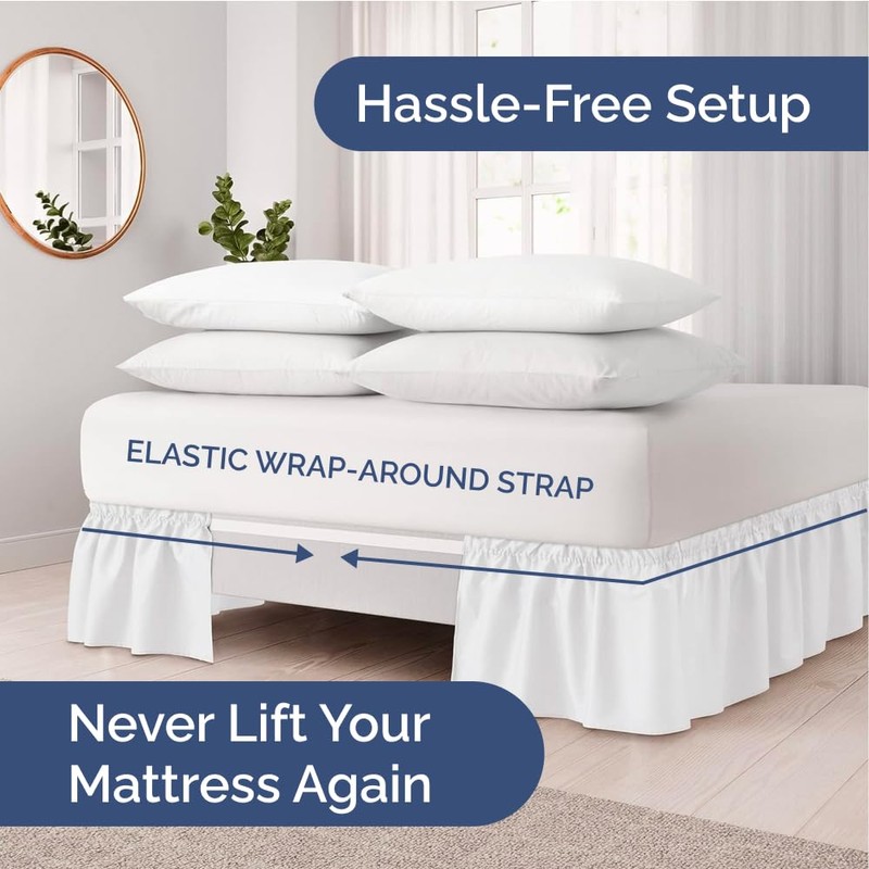 Wrap Around Dust Ruffle Bed Skirt - White - for