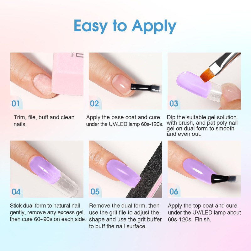 ROSALIND Poly Nail Gel, 6 Pieces, 10 ml, UV LED