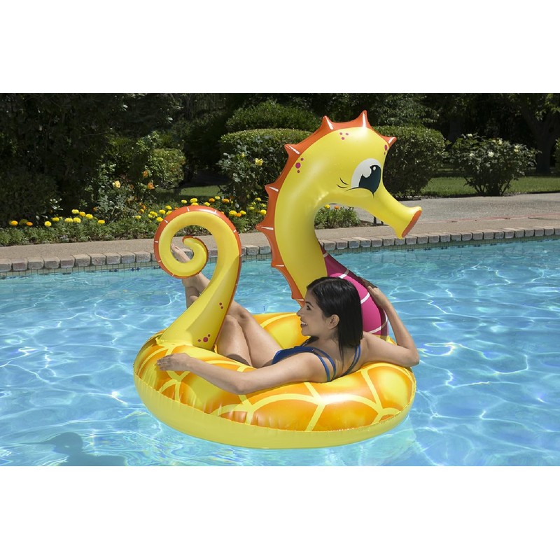 Poolmaster 48-Inch Inflatable Swimming Pool Party Float, Seahorse, Yellow