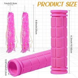 4 Pcs Bike Handlebar Grips with Tassel Streamers for Girls Boys Kids Non Slip Bicycle Handlebar Grips for Boys Girls Bikes Balance Bikes, Road Bikes and Scooters, Soft and Comfortable(Pink)