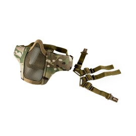 OneTigris 6" Tactical Foldable Half Face Mask Protective Mesh Mask for Airsoft Paintball CS with Adjustable and Elastic Belt Strap(Multicam), One Size