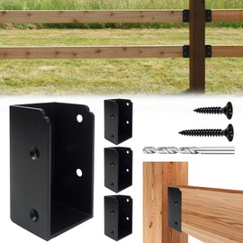 VEVIVOOVY U-Shaped Deck Railing Bracket Connectors, Heavy Duty Galvanized Steel, Matte Black, 4 Count, 1.5" x 3.5" Lumber, Stair Handrail Connectors for Wood Fences