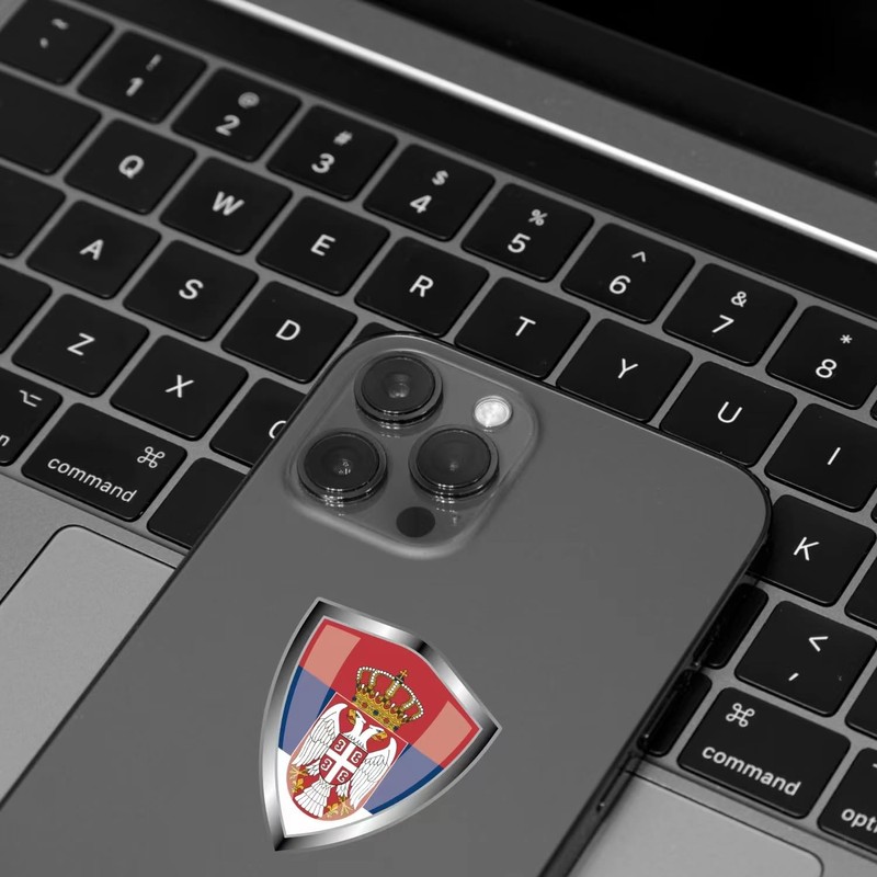 Serbia Flag Decal Sticker - Serbian Flags Shield Shape Reflective