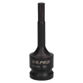 M8 x 78mm Spline Bit Triple Square Impacted Extra Long 1/2” Drive Male Socket