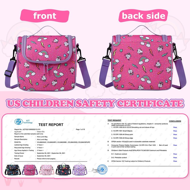 Chase Chic Lunch Bag for Girls, Insulated Kids Lunch Bag