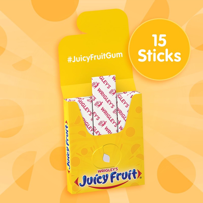 Juicy Fruit Gum Original Bubble Chewing Gum, 15 pieces (10