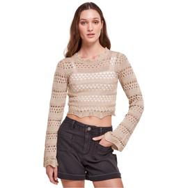 Urban Classics Ladies Cropped Crochet Knit Sweater Sweatshirt for Women Available in Many Different Colours Sizes XS - 5XL, softseagrass
