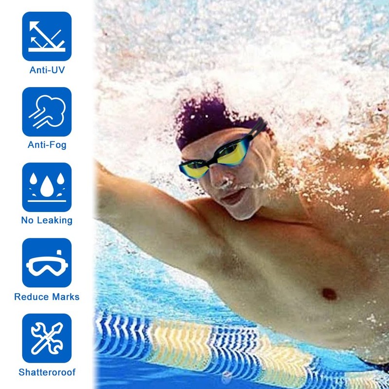 mizikuu Swimming Goggles Polarised Swimming Goggles Anti-Fog Unisex Adult Swimming