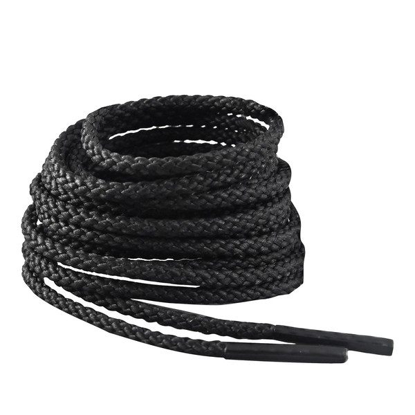 IRONLACE Unbreakable Round Bootlaces - Indestructible, Waterproof & Fire Resistant Boot & Shoe Laces, 1500-Pound Breaking Strength/Pair, Black, 45-Inch, 3.2mm Diameter, 1-Pair