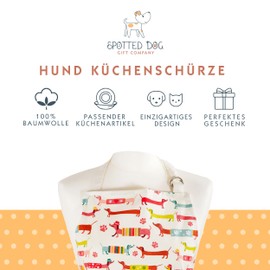 SPOTTED DOG GIFT COMPANY - Küchenschürze für Frauen - Dackel Dachshund Hundemotiv - Kochschürze Baumwolle mit Taschen zum Kochen, Geschenk für Hundeliebhaber