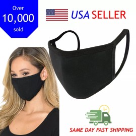 (5 Pack) Soft Cotton Face Black Mask Reusable & Washable Unisex Double Layer
