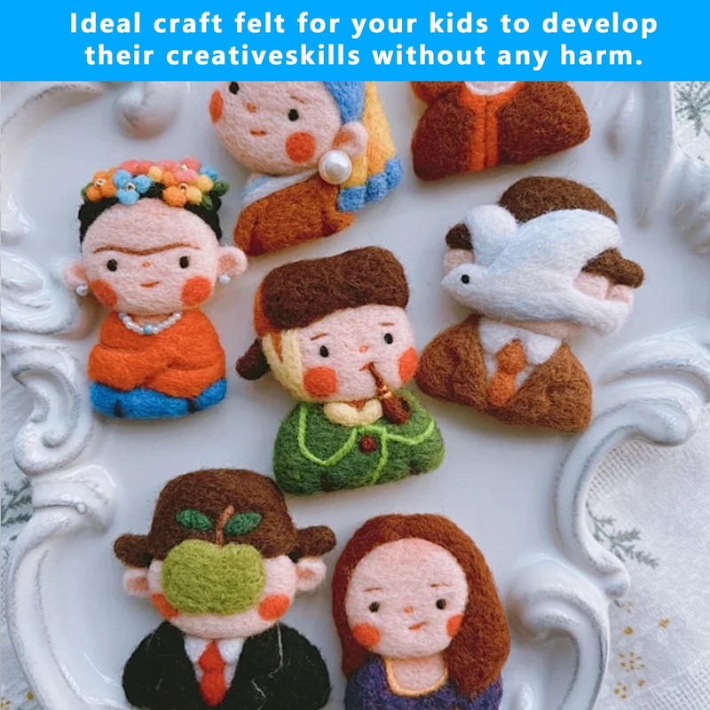 60 Pcs Coloured Felt Fabric Sheets, Assorted Polyester Soft Thick