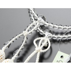 Pure Pure Land Buddhist Prayer Beads for Women, 8 inch Genuine Crystal, Pure Silk Tassel (White) [Genuine Beads Kyoto April Birthstone 108 Beads, 8 Sun, 2 Tie, Buddhist Buddhist Buddhist Month, Natural Stone, Funeral, Memorial Service, My Prayer Beads 10