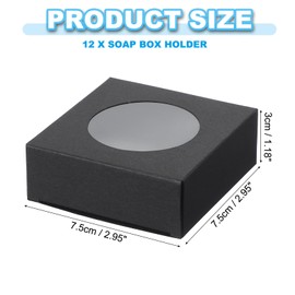 PATIKIL Paper Soap Boxes, 12Pcs 3" x 1.2" x 4.3" Kraft Square Paper Boxes Handmade Soap Boxes with Round Clear Window for Bakery Candy Soap Making Birthday Christmas DIY Craft, Black