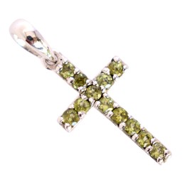 Ravishing Impressions Peridot Cross Chains Design Pendant Necklace 925 Sterling Silver Elegant dainty Necklace With Chain May Jewelry Gifts