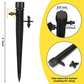 Retisee 50 Pcs Adjustable Flow 0-18 GPH Drip Irrigation Emitters 8 Holes Irrigation Drippers with Stake 360 Degree Irrigation Sprinkler Head Fit 1/4 Inch Drip Irrigation System for Garden Watering