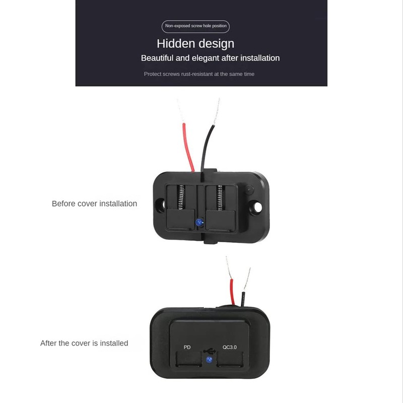 Tuperoymse USB+PD 12V/24V USB Charging Splitter Outlet for Motorcycle -Truck