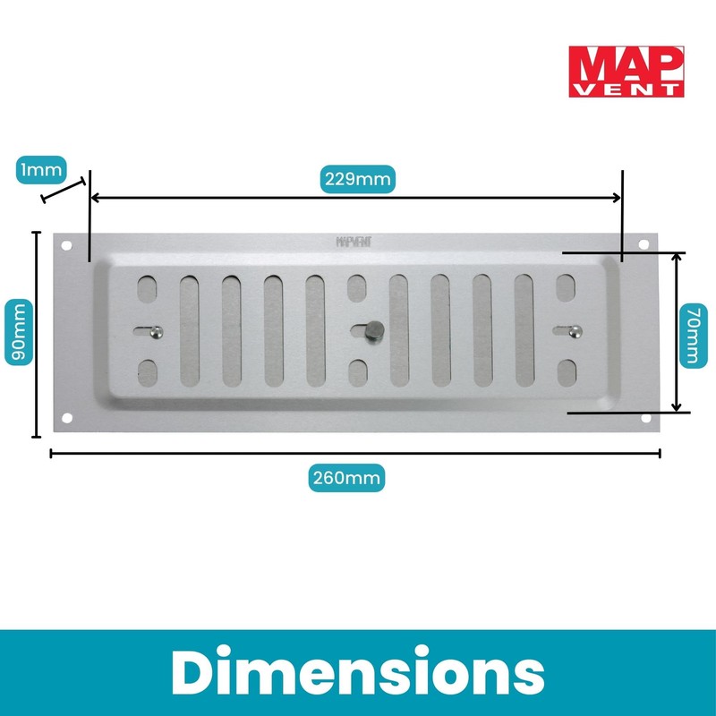MAP Aluminium Adjustable Air Vent 9” x 3”, Single Brick