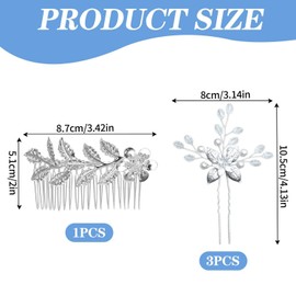 3 pieces leaf hair pins and 1 piece leaf hair comb, elee hair accessories, bridal hair accessories, hairstyle decorations.