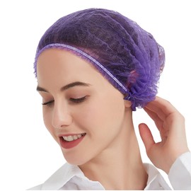 ProtectX Disposable Bouffant (Hair Net) Caps Hair Head Cover Nets 21” (Purple 100 pack)