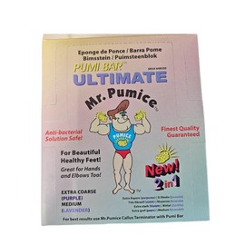 Mr. Pumice Ultimate PUMI Bar: 2-in-1 Dual-Grit (Medium + Coarse) Callus Remover, Pedicure Stone & Ped File Scrubber for Smooth Feet and Heels, (12-Count Display Box)