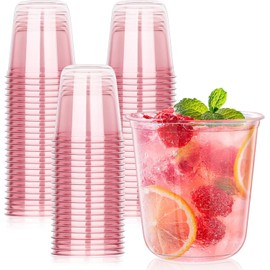 KesaPlan 50Pcs 360ml(12oz) Pink Plastic Party Cups for Wine Cocktail