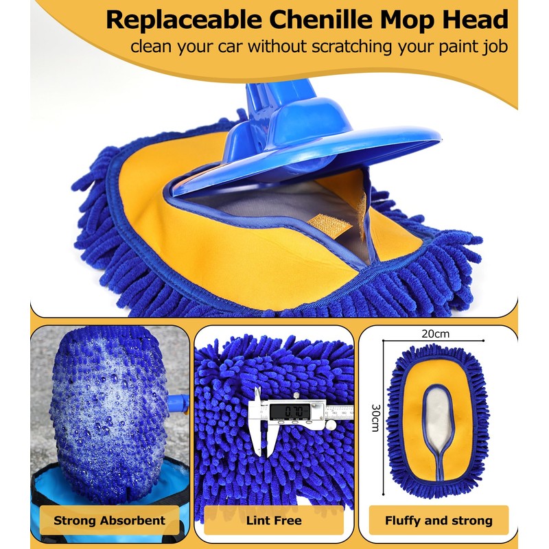 anngrowy 56.7" Car Wash Brush Mop Kit Mitt Sponge with