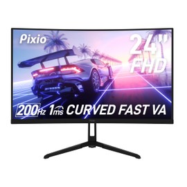 Pixio PXC248WAVE 24 inch 200Hz Refresh Rate FHD 1080p Resolution 1500R Curve Fast VA Panel 1ms GTG Response Time Adaptive Sync HDR Curved Gaming Monitor