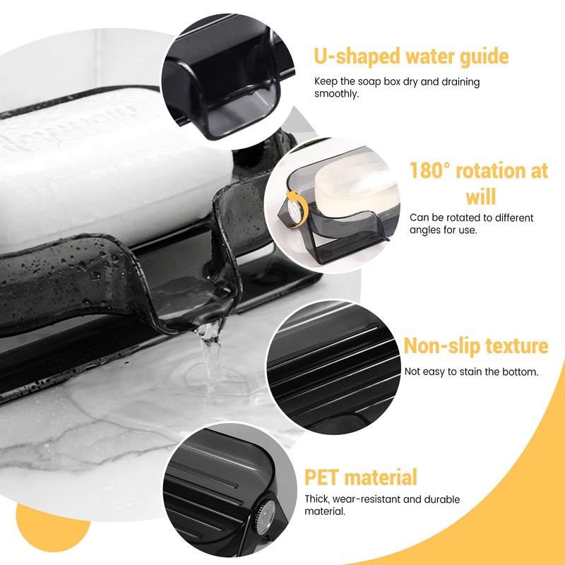 LELE LIFE Self Draining Soap Dish for Shower, Rotating Bar