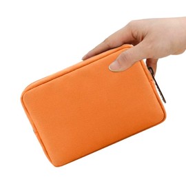 JINSI Small Makeup Bag Cosmetic Pouch Zipper Mini Tech Charger Cable Electronic Organizer Case Travel Accessories (Orange)