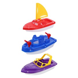 Toyvian Toddler Bath Toy Boats: 3Pcs Plastic Sailboat Set for Water Play Game - Floating Speed Boat Bathtub Toys Kids Summer Outdoor Sand Beach Pool Shipping Models