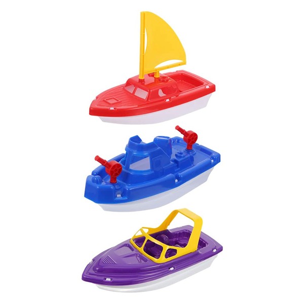 Toyvian Toddler Bath Toy Boats: 3Pcs Plastic Sailboat Set for