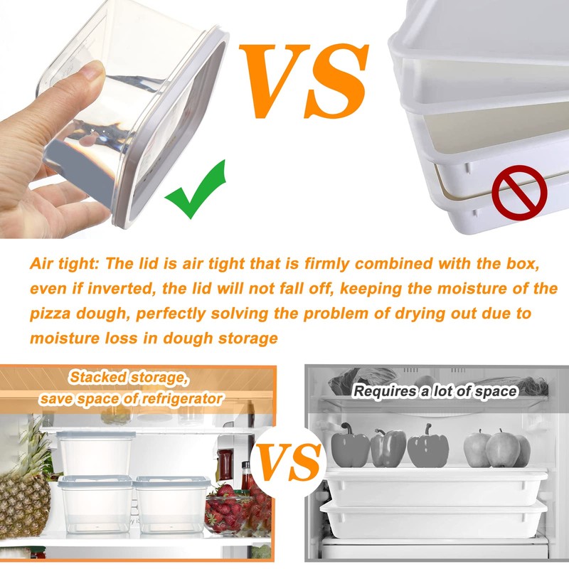 Vodolo Pizza Dough Proofing Box with Sealing Lids, Set of