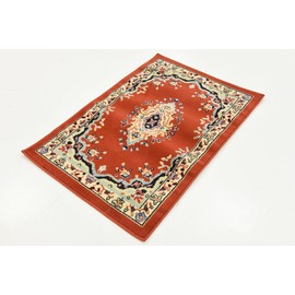 Unique Loom Reza Collection Traditional Persian Style Area Rug, 2 ft 2 in x 3 ft, Terracotta/Ivory