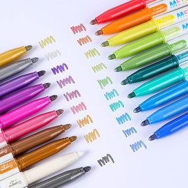 Guangna 12-pack Metal marker pen, 2mm medium nib, water-based ink, quick drying, smooth writing
