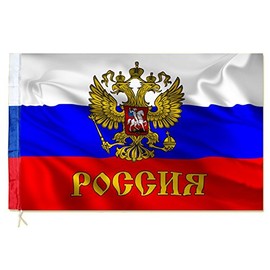 Flag of Russia Coat of Arms with Eagle 150 x 90 cm B