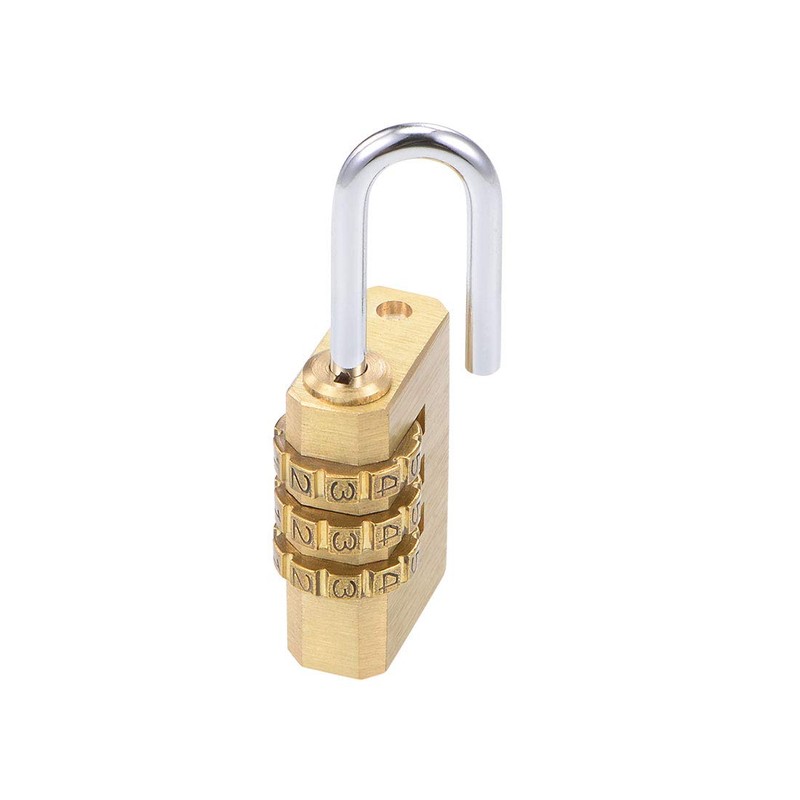 sourcing map 3 Digit Combination Padlock Brass Locks 3mm Shackle