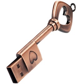 leizhan 32 GB USB Flash Drive Memory Stick Metal Heart-Shaped Pen Drive for Laptop Computer PC Windows (32 GB, Key)