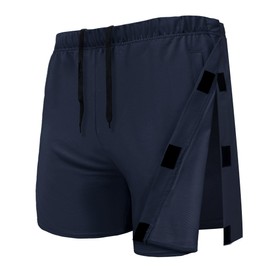 Unisex Hip Knee Surgery Recovery Shorts Men Tear Away Short Pant Breakaway Velcro Snap Shorts Adaptive Clothing Women, Navy, XX-Large