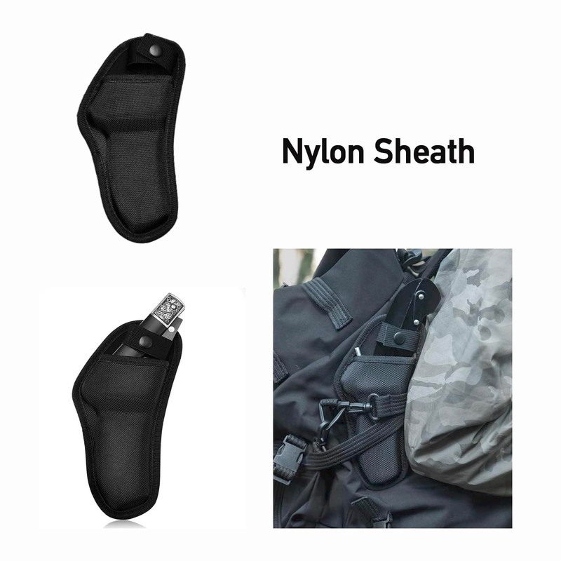 Folding Sickle, Two Section Foldable Scythe with Wooden Handle, Sheath,