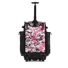 Boombah Rolling Superpack Baseball/Softball Gear Bag - 23-1/2" x 13-1/2" x 9-1/2" - Digital Camo Black/Pink - Telescopic Handle - Holds 4 Bats - Wheeled Version